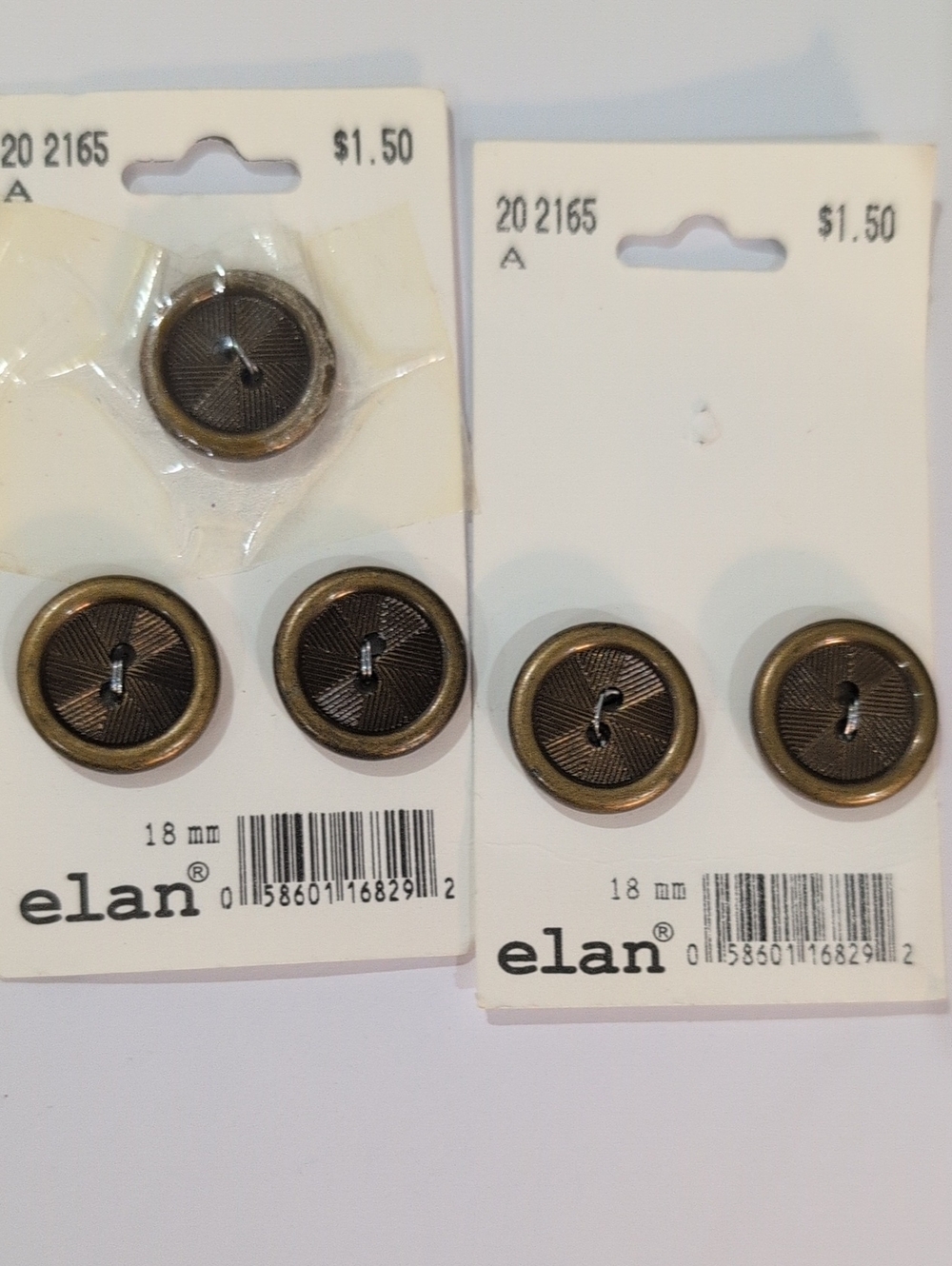 Vintage 60s Elan 18mm Antique Brass-Toned Sew-On Buttons - Set of 5
